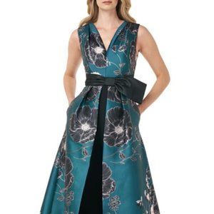 Kay Unger Teal/Multi Walk-Through Jumpsuit, Size 10